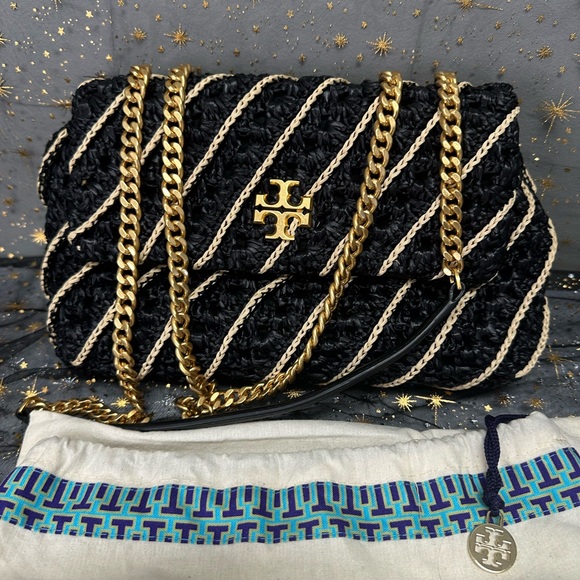Tory Burch Navy and Gold Chain Shoulder Bag